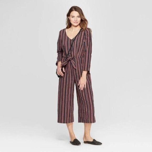 Universal Thread Striped Tie Front Jumpsuit New - Picture 1 of 6
